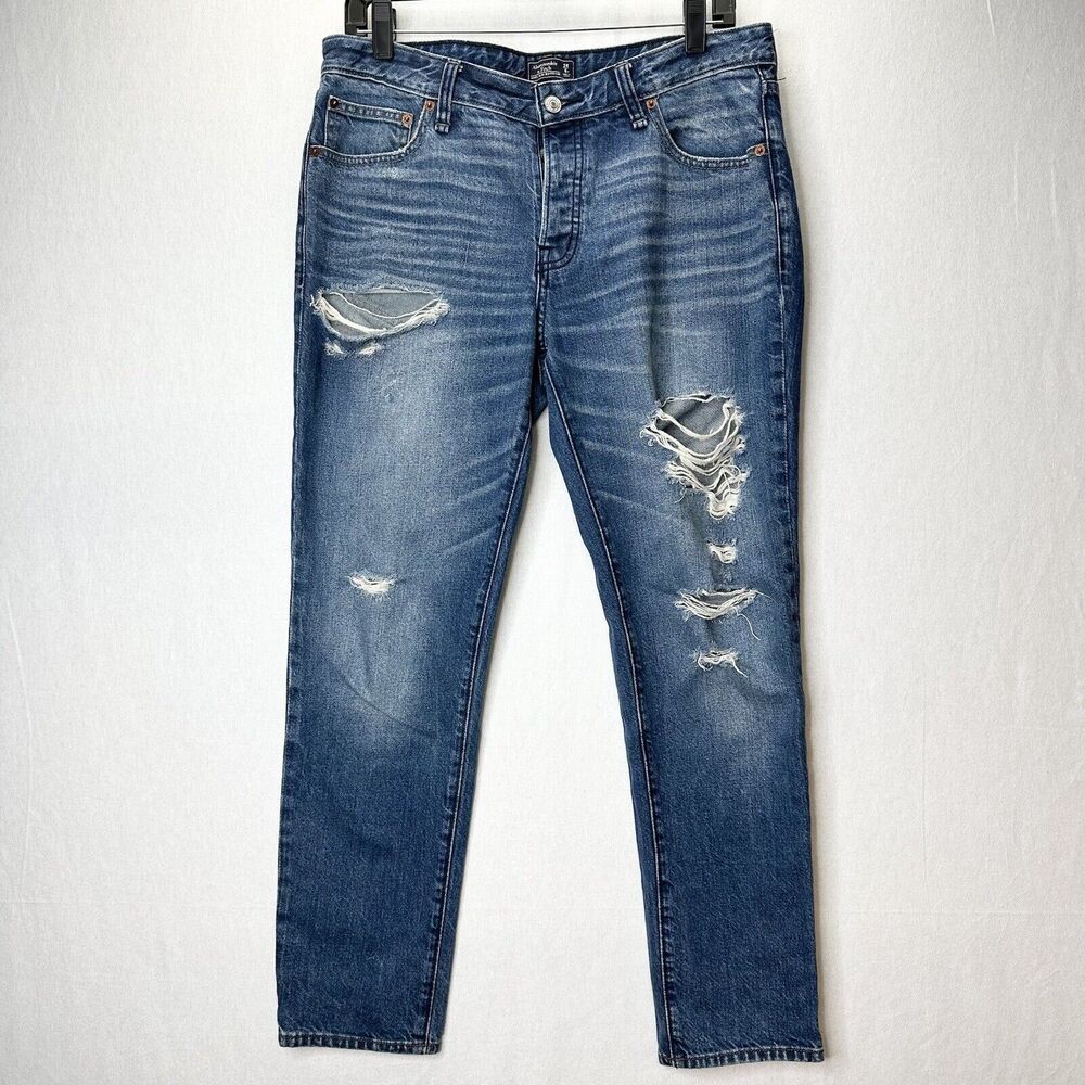 Abercrombie Fitch Jeans Womens 28 6 Ames Slim Boyfriend Blue Denim Distressed